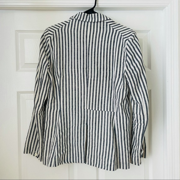 Olivaceous Striped Linen Blazer Size L - Picture 2 of 5